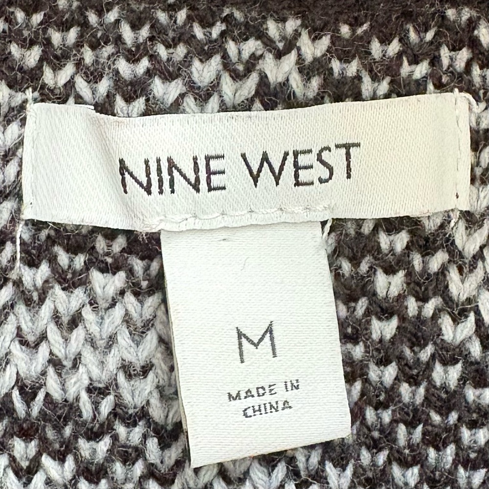 NINE WEST Cheetah Print Cowl Neck Pullover Sweater Black and White Medium - Picture 4 of 9